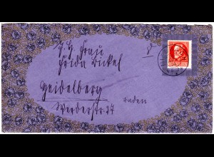 Bayern 1914, viol. Zierbrief m. Goldornamenten u. 10 Pf. ab Miesbach