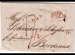 Hannover 1840, L1 NEUENHAUS u. rot L1 LPB 4R auf Grenzfranko Brief n. Frankreich