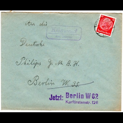 DR 1939, Landpoststpl. KISSENBRÜCK über Börssum auf Brief m. 12 Pf
