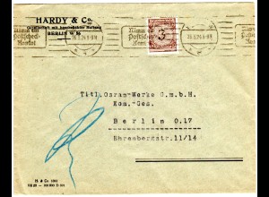 DR 1924, 3 Pf. m. perfins auf Firmen Orts-Brief v. Berlin