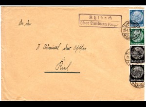 DR 1936, Landpost Stpl. AHLBACH über Limburg (Lahn) auf Brief m. 4+6+2x1 Pf.