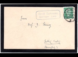DR 1930, Landpoststempel GROSS SCHNEEN Göttingen Land auf Briefteil m. 5 Pf.
