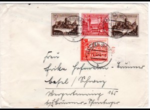 DR 1940, 8+Zusdruck 3+12+3 Pf. WHW auf Zensur Brief v. Haagen Baden i.d. Schweiz