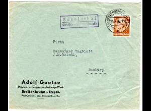 DR 1936, Landpoststpl. CAROLATHAL über Scxhwarzenberg auf Brief m. 3 Pf.