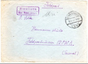 DR 1942, Landpoststpl. AMOLTERN über Emmendingen auf Feldpost Brief