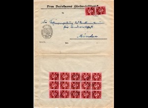 DR 1923, Massenfrankatur 17x3 Mk. auf Brief m. Reservestempel Fürstenfeldbruck