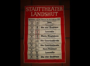 BRD 1959, 7 Pf. auf Stadttheater Landshut Spielplan Drucksache