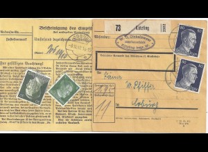 DR 1942, Kötzting, Paketkarte n. Coburg. #2261