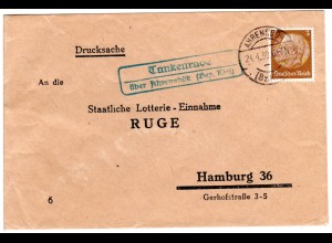 DR 1939, Landpost Stpl. STAWEDDER über Pönitz (Ostholst) auf Brief m. 3 Pf.