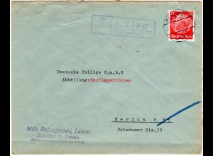 DR 1939, Landpost Stpl. DABERKOW über Demmin auf Brief m. 12 Pf.