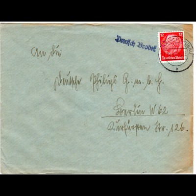 Böhmen u. Mähren 1939, Brief m. L1 DEUTSCH BRODEK u. 12 Pf. v. Mährisch Trübau