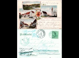Württemberg 1906, K2 WEHINGEN auf Nachsende Gruss aus Obernheim Farb AK 