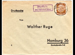 DR 1939, Landpoststpl. WERKLEITZ über Schönebeck (Elbe) auf Brief m. 3 Pf