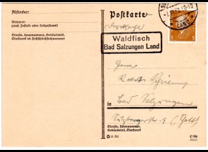 DR 1932, Landpost Stpl. WALDFISCH Bad Salzungen Land auf Karte m. 3 Pf.
