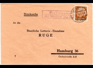 DR 1939, Landpost Stpl. GISSELRADE über Ahrensbök (Bez. Kiel) auf Brief m. 3 Pf