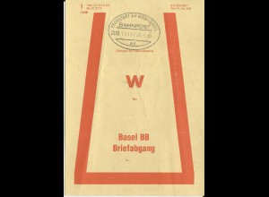 BRD 1986, Brief Bund Fahne f. Wert Bfe m. Bahnpost Frankfurt Basel i.d. Schweiz 