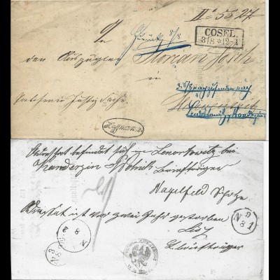 Preussen 1858, R2 Cosel auf Retour Brief m. Beamten Stempl. "Hoffmann"