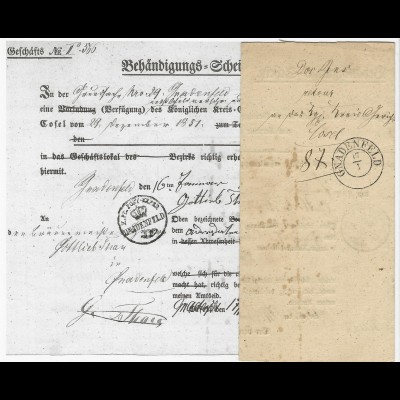Preussen 1852, K2 Gnadenfeld auf Formular Post Behändigungs Schein Brief. Polen.