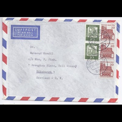 BRD 1965, Schophoven, Dauerserien Luftpost Brief n. Schottland. #360
