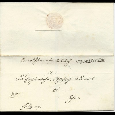 Bayern, L1 VILSHOFEN auf schönem Franko Brief v. Aidenbach n. Passau