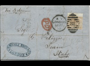GB 1872, 6d auf Brief v. London n. Italien.