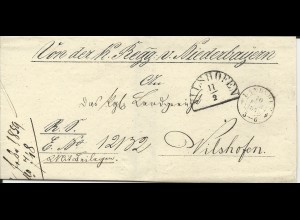 Bayern 1859, OPD Stpl. Landshut u. HKS VILSHOFEN auf schönem Vordruck Brief 