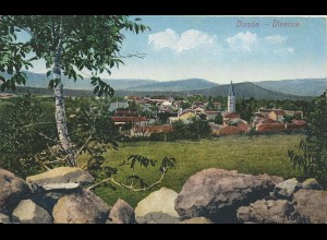 Österreich 1913, Slowenien K1 Divaca auf Farb AK m. 5 H.