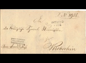 Preussen, K2 Ostrowo (Polen), Falt Brief m. Beamten Stempel "Trachmann". #859