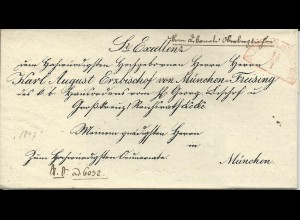 Bayern 1847, Roter HKS NEUMARKT Rott auf gedrucktem Bischofs Brief Karl August