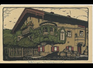 Bad Aibling, 1929 gebr. Steindruck Künstler-AK m. Bauern Wirtshaus Ratskeller 