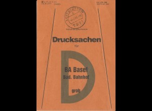 Lottstetten, Brief Bund Fahne Drucksachen f. BA Basel Bad. Bahnhof. 