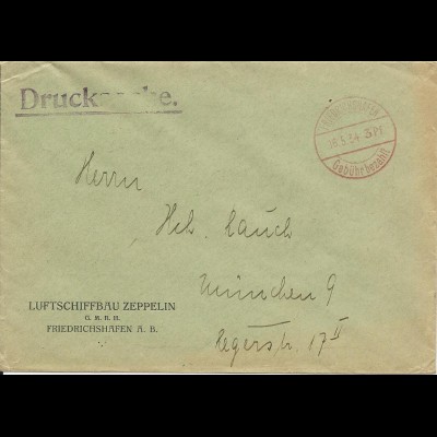DR 1934, Luftschiffbau Zeppelin, Firmen Umschlag m. Freistempel Friedrichshafen