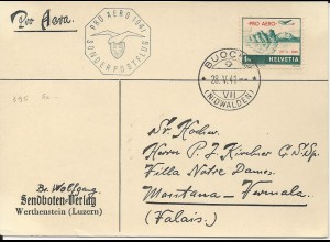 Schweiz 1941, Pro Aereo Sonderflug Brief Buochs - Payerne