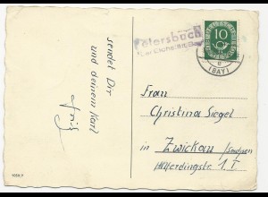 BRD 1951, Landpost Stpl. Petersbuch über Eichstätt auf Karte m. 10 Pf.