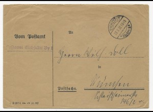 DR 1930, portofreier Postsache Brief v. Eichstätt n. München