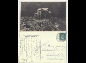 Glashütte Sachsen, Foto AK Unwetter Katastrophe 1927 m. Eisenbahn Strecke. #2502