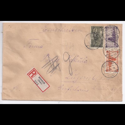 Saargebiet 1923, Einschreiben Brief m. 3 Marken v. Bildstock i.d. Schweiz. #1655