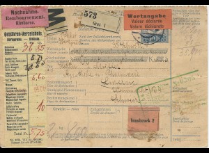 Österreich 1924, 10 H. Paket Ganzsache per Wert Nachnahme v. Graz i.d. Schweiz