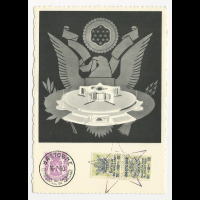 Belgien 1950, Marshall Plan AK u. Sonderstempel. Karte m. 20 C.+2 Aufdruckmarken