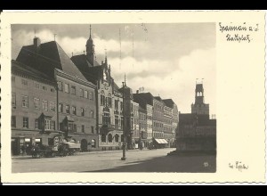Braunau am Inn, Stadtplatz, 1933 gebr. sw-AK m. Pferde Fuhrwerken