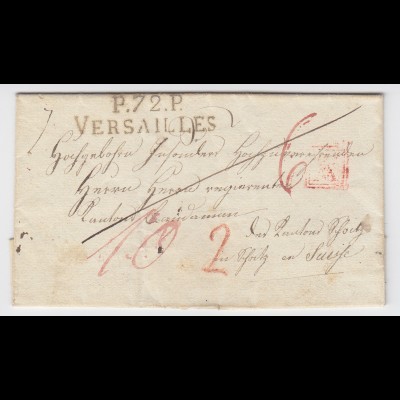 Frankreich ca. 1825, "P.72.P. Versailles" auf Auslands Brief i.d. Schweiz. #2494