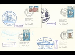 Frankreich, 4 Kiel Paquebot Schiffspost Briefe