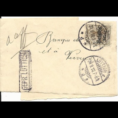 Belgien 1918, 3 C. auf Drucksachen Schleife m. Zensur "Gepr. Lüttich"