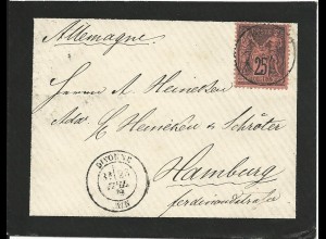Frankreich Nr.74, 25 C. schwarz/rot auf Trauer Brief v. DIVONNE n. Hamburg