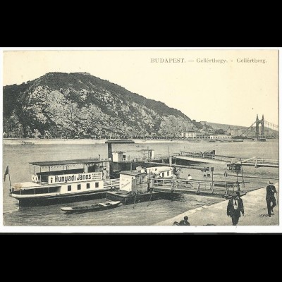 Ungarn, Budapest, Donau Schiff m. Personen, 1912 gebr. sw-AK