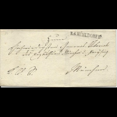 Bayern 1822, L1 R.4.MÜHLDORFF auf Brief n. München