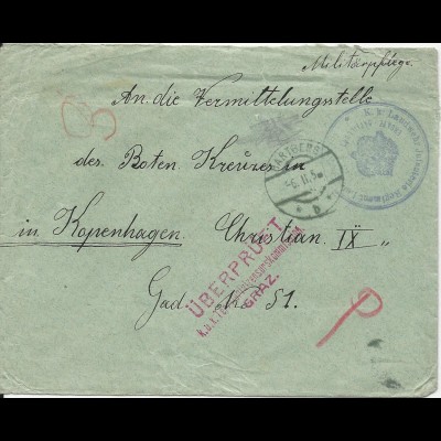 Österreich 1915, POW KGF Zensur Brief v. Hartberg n. Dänemark. #3053