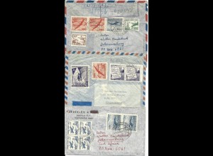 Chile 1961, 3 Luftpost Brief m. versch. Frankaturen nach Südafrika, 1x Reko