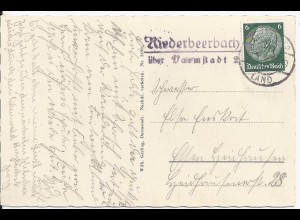 DR 1930, Niederbeerbach ü. Darmstadt 2, AK m. Landpoststellen-II Stempel. #2488