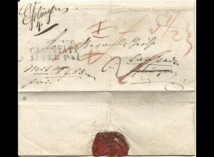 Württemberg 1842, hds. Esslingen auf Nachsende Wert Brief m. L2 Cannstadt